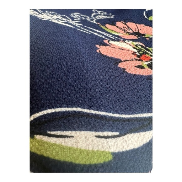 Navy Coral Floral Kenmore Splitneck Popover Blouse by Fun2Fun Stitchfix NWOT - Picture 7 of 16